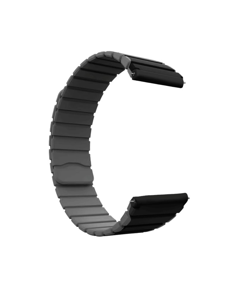 DailyObjects Black-Charcoal Rim Snap On Watch Strap Compatible with Samsung/OnePlus/Fitbit Smartwatches (20mm) Watch Not Included - Image 2