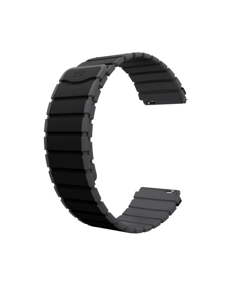DailyObjects Black-Charcoal Rim Snap On Watch Strap Compatible with Samsung/OnePlus/Fitbit Smartwatches (20mm) Watch Not Included - Image 5