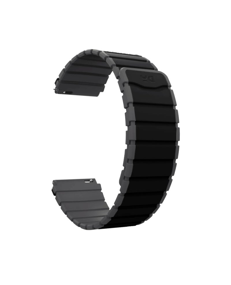 DailyObjects Black-Charcoal Rim Snap On Watch Strap Compatible with Samsung/OnePlus/Fitbit Smartwatches (20mm) Watch Not Included - Image 1