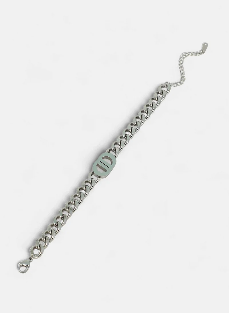 SOHI SOHI Women The Curved-Link Chain Bracelet | Metallic  Colour | One-Size | Metallic Alloy Material | Lobster Clasp Closure | Bracelet For Casual & Evening Wear