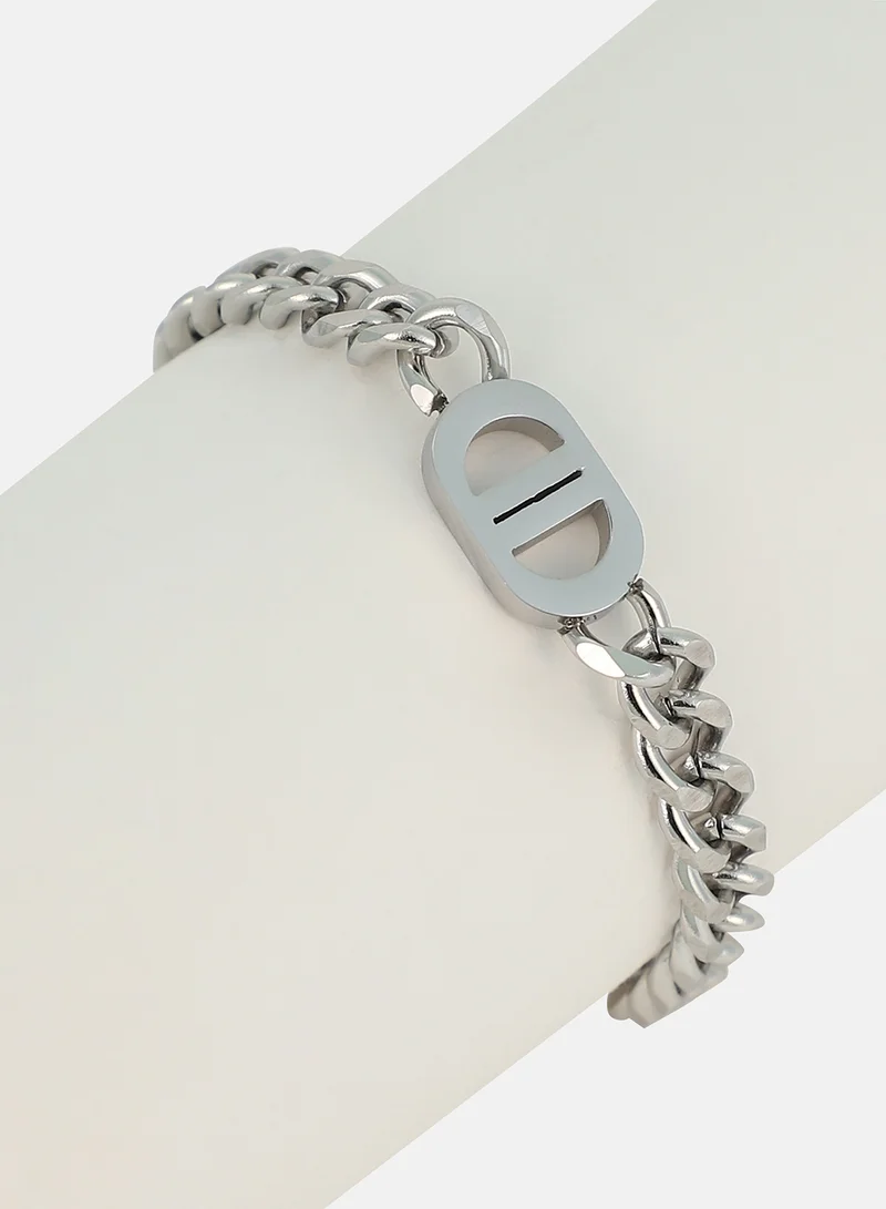 SOHI SOHI Women The Curved-Link Chain Bracelet | Metallic  Colour | One-Size | Metallic Alloy Material | Lobster Clasp Closure | Bracelet For Casual & Evening Wear