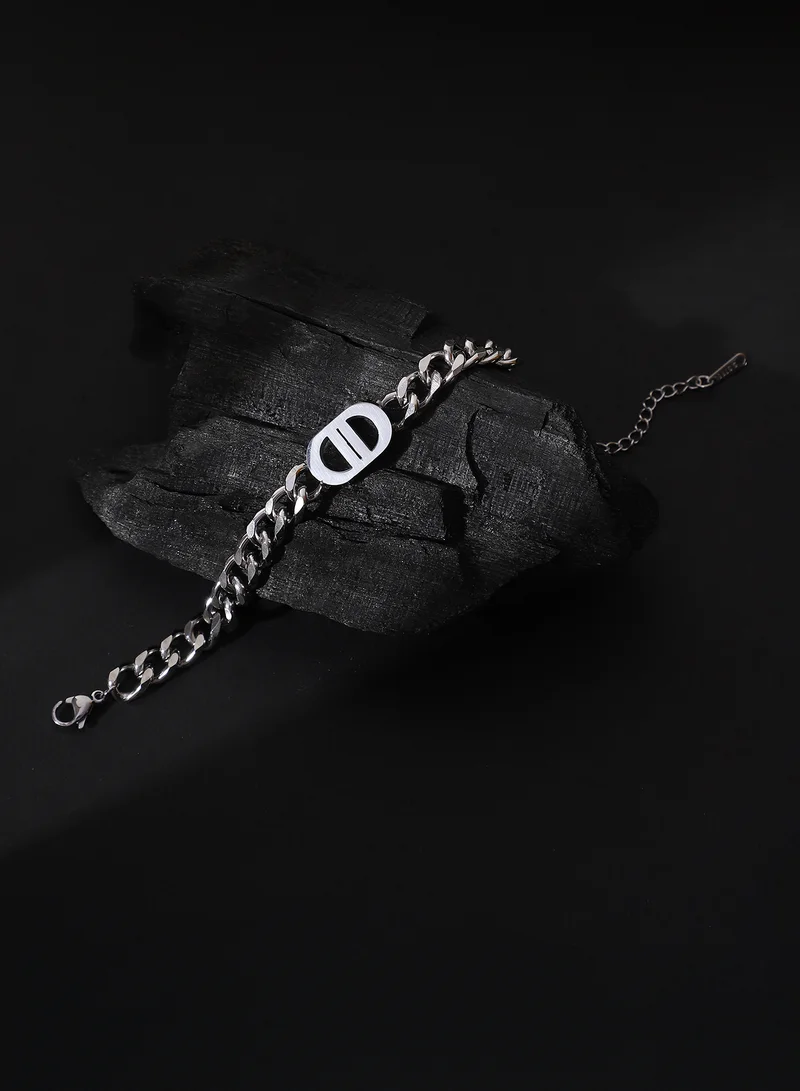 SOHI SOHI Women The Curved-Link Chain Bracelet | Metallic  Colour | One-Size | Metallic Alloy Material | Lobster Clasp Closure | Bracelet For Casual & Evening Wear