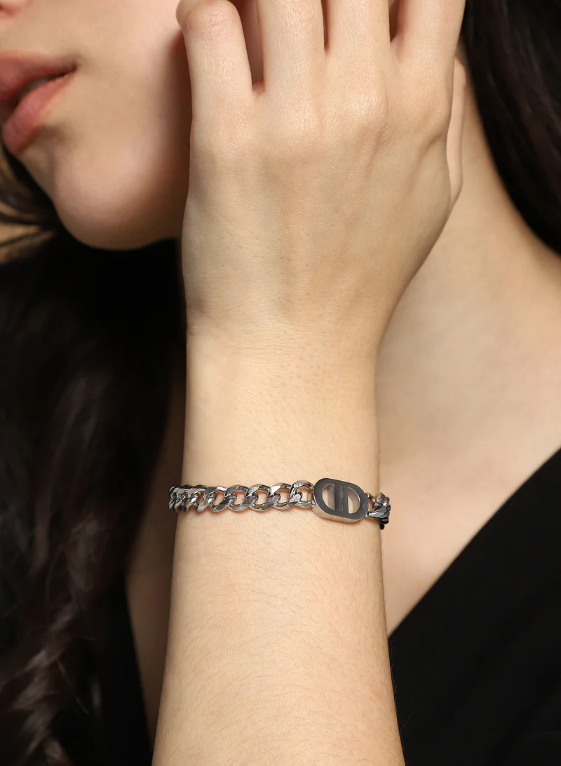 SOHI SOHI Women The Curved-Link Chain Bracelet | Metallic  Colour | One-Size | Metallic Alloy Material | Lobster Clasp Closure | Bracelet For Casual & Evening Wear