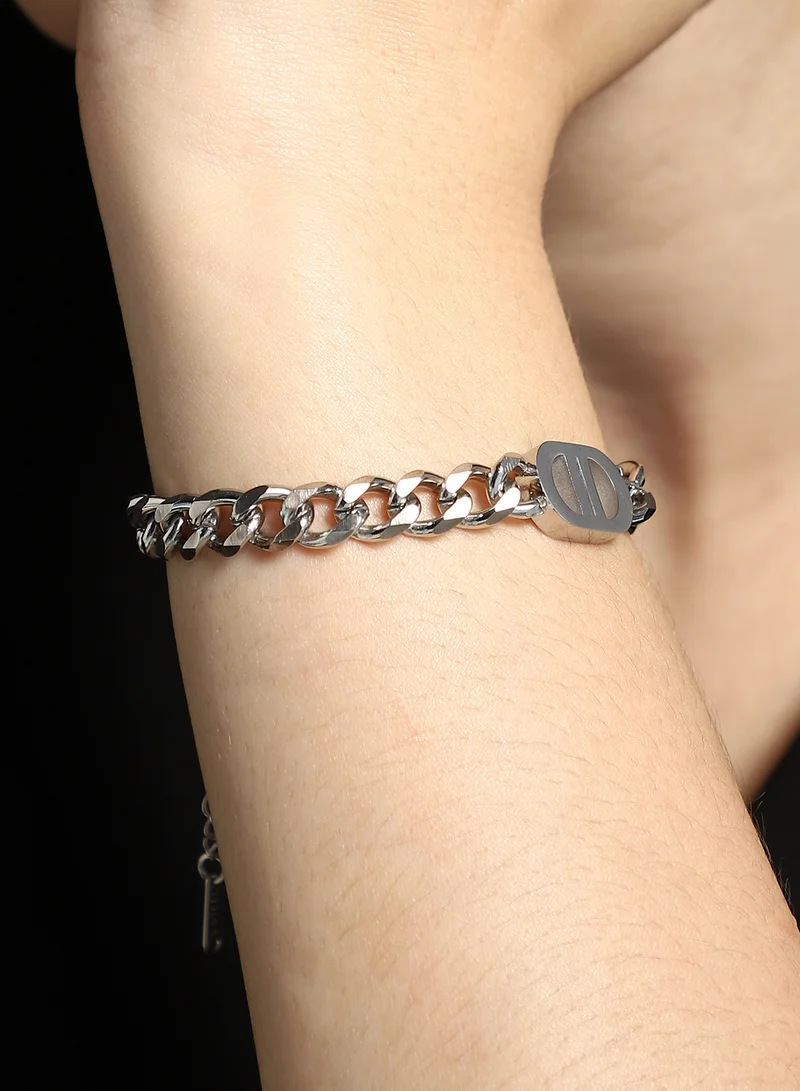 SOHI SOHI Women The Curved-Link Chain Bracelet | Metallic  Colour | One-Size | Metallic Alloy Material | Lobster Clasp Closure | Bracelet For Casual & Evening Wear