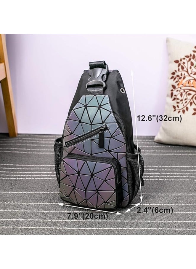 QSHOP ®️ Women's 3D Luminous Backpack Reflective Geometric Travel Backpack Foldable Glitter Backpack for Student  - Image 3