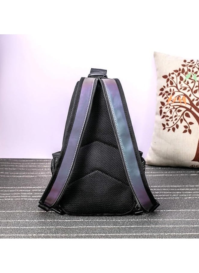 QSHOP ®️ Women's 3D Luminous Backpack Reflective Geometric Travel Backpack Foldable Glitter Backpack for Student  - Image 5