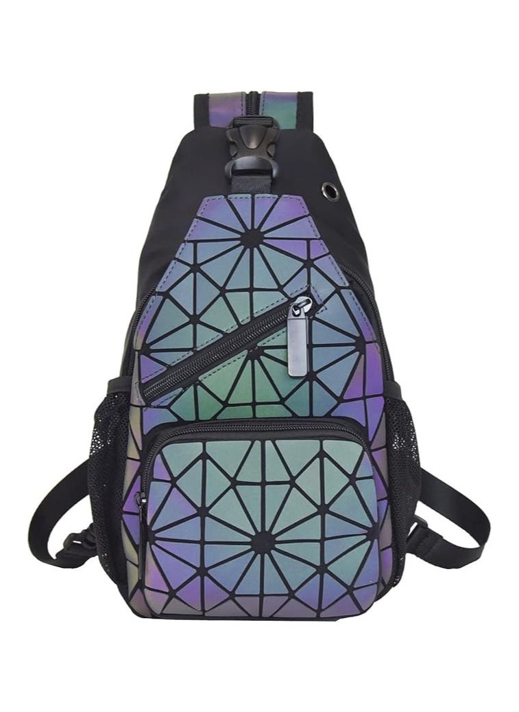 QSHOP ®️ Women's 3D Luminous Backpack Reflective Geometric Travel Backpack Foldable Glitter Backpack for Student  - Image 1