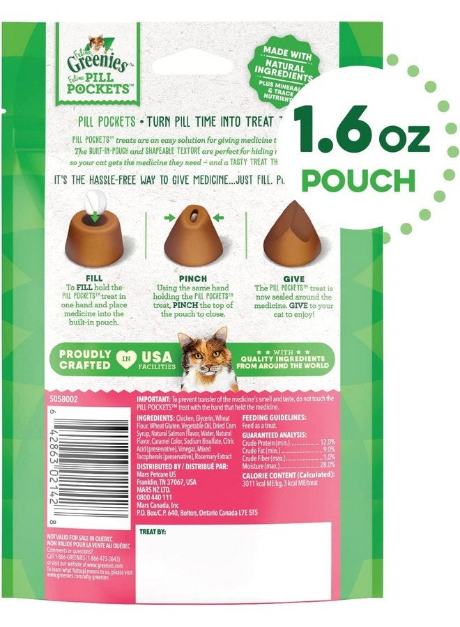 Greenies Pill Pockets Salmon Treats For Cat, 1.6 oz, Pack of 3 - Image 1