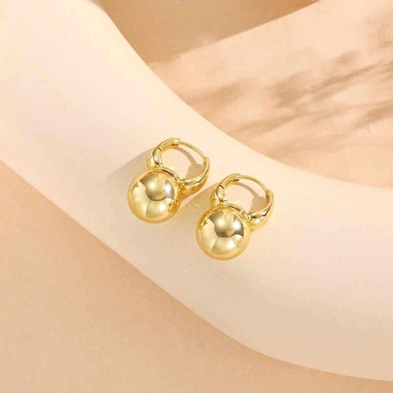 CHESKY Small Gold Hoop Earrings - Delicate 14k Gold Plated Drop Ball Earring for Women Hypoallergenic Lightweight Chunky Hoops Trendy Jewelry Gifts - Image 5