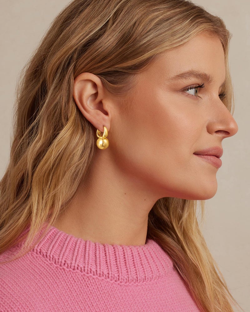 CHESKY Small Gold Hoop Earrings - Delicate 14k Gold Plated Drop Ball Earring for Women Hypoallergenic Lightweight Chunky Hoops Trendy Jewelry Gifts - Image 4