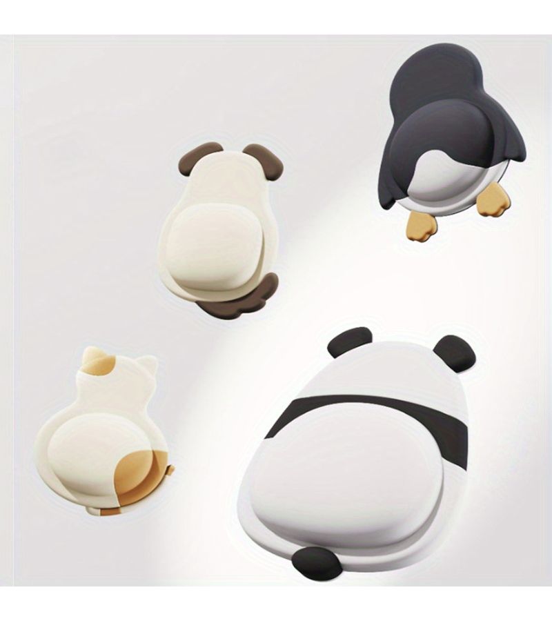 4pcs Adorable Pet Door Stoppers Dog Cat Penguin Panda 3d Anti Collision Self Adhesive Bumpers - Image 5