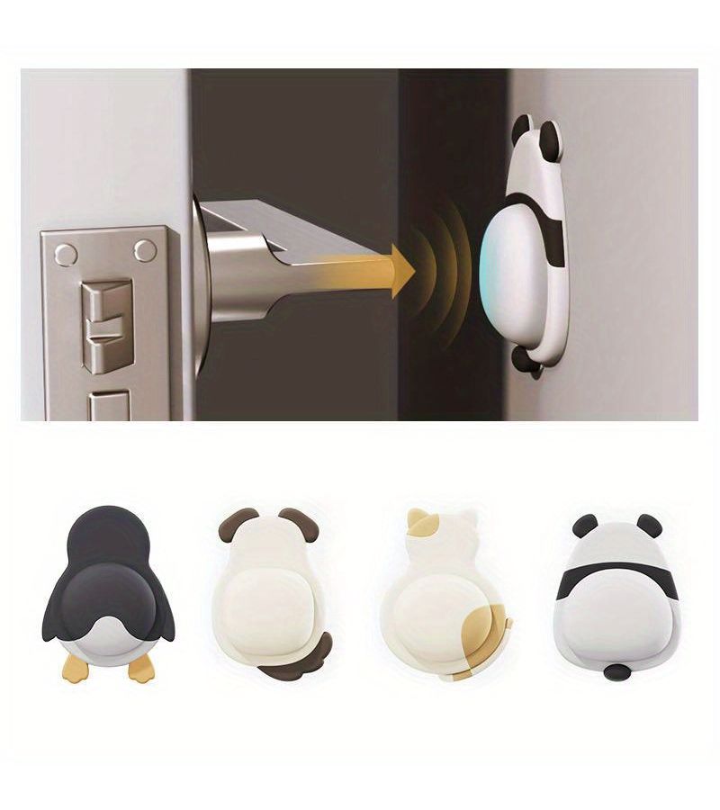 4pcs Adorable Pet Door Stoppers Dog Cat Penguin Panda 3d Anti Collision Self Adhesive Bumpers - Image 1