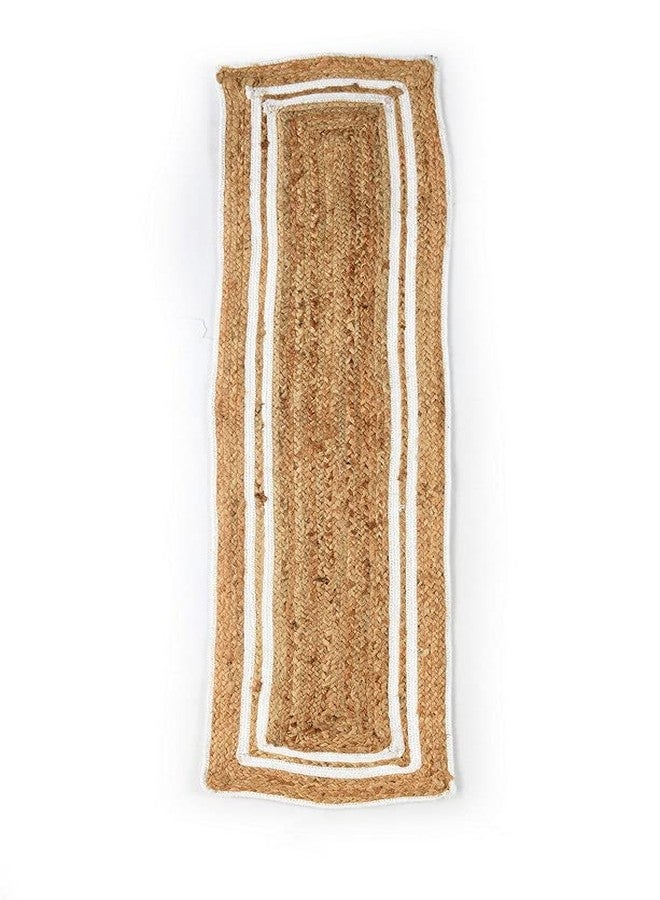 pepme Jute Table Runner, Braided Handmade Natural Color, White Stripe Handwoven Mat for Dining Table, Floor, Bed (Rectangle, Beige, 12x54 Inches) - Image 3