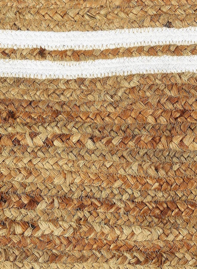pepme Jute Table Runner, Braided Handmade Natural Color, White Stripe Handwoven Mat for Dining Table, Floor, Bed (Rectangle, Beige, 12x54 Inches) - Image 4