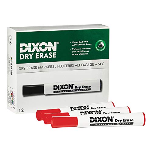 Dixon Dry Erase Markers, Wedge Tip, Red, 12-Pack (92101) - Image 1