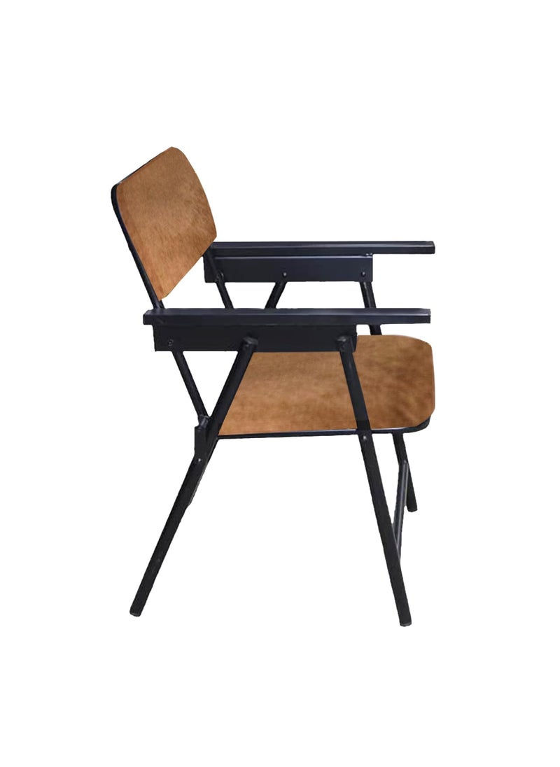 Spacecrafts Spacecrafts Mild Steel Tubular Folding Study Chair Space Saving Powder Coated With Cushion Brown  - Image 4