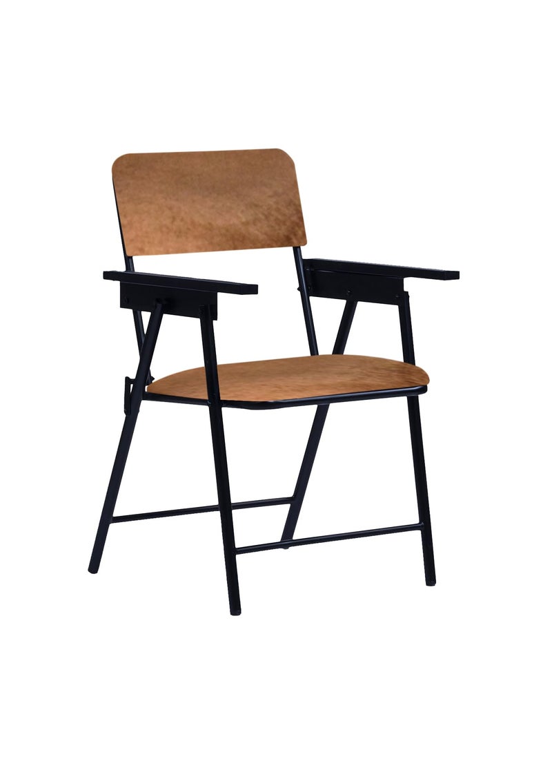 Spacecrafts Spacecrafts Mild Steel Tubular Folding Study Chair Space Saving Powder Coated With Cushion Brown  - Image 1