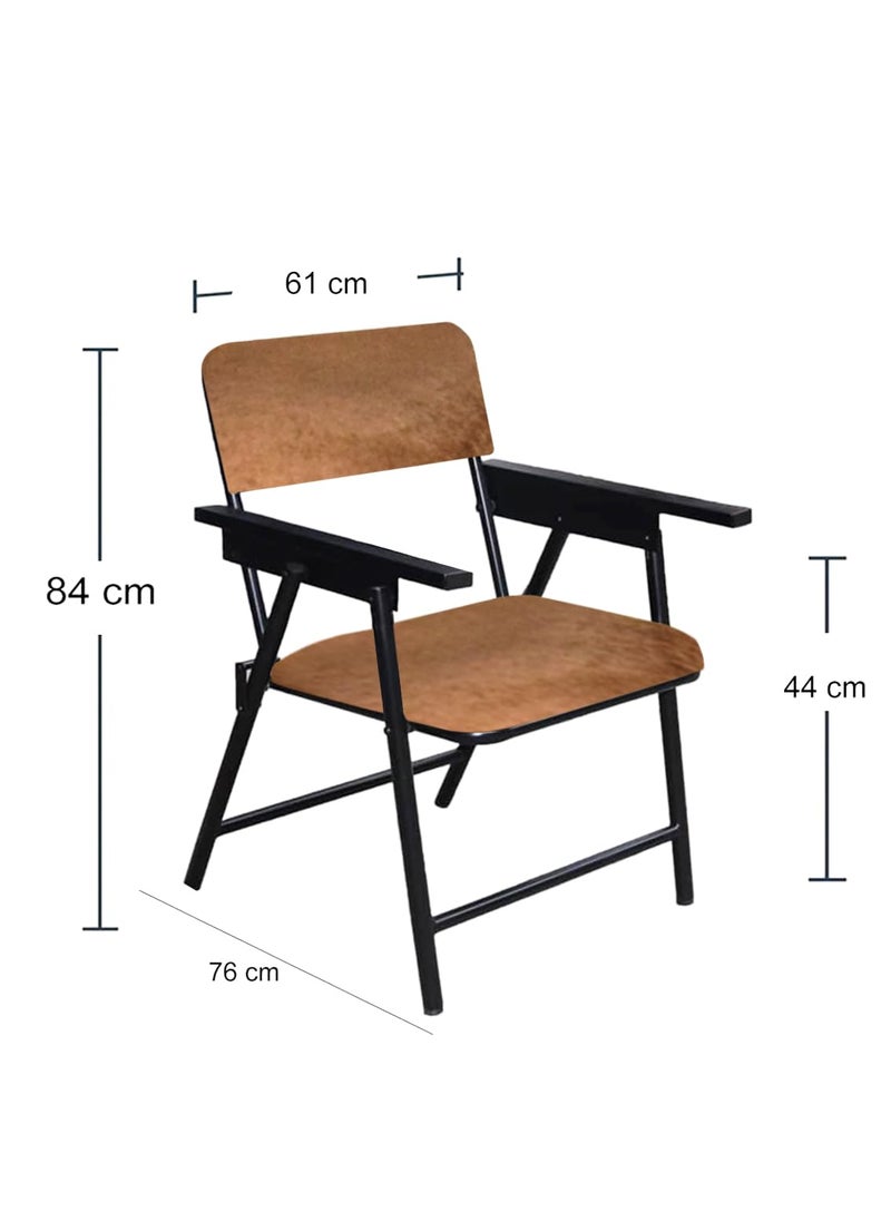 Spacecrafts Spacecrafts Mild Steel Tubular Folding Study Chair Space Saving Powder Coated With Cushion Brown  - Image 2