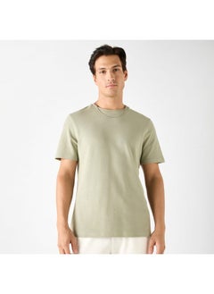 Iconic Iconic Textured T-shirt with Crew Neck and Short Sleeves  - Image 1
