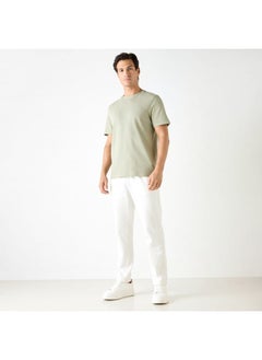 Iconic Iconic Textured T-shirt with Crew Neck and Short Sleeves  - Image 2