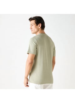 Iconic Iconic Textured T-shirt with Crew Neck and Short Sleeves  - Image 3