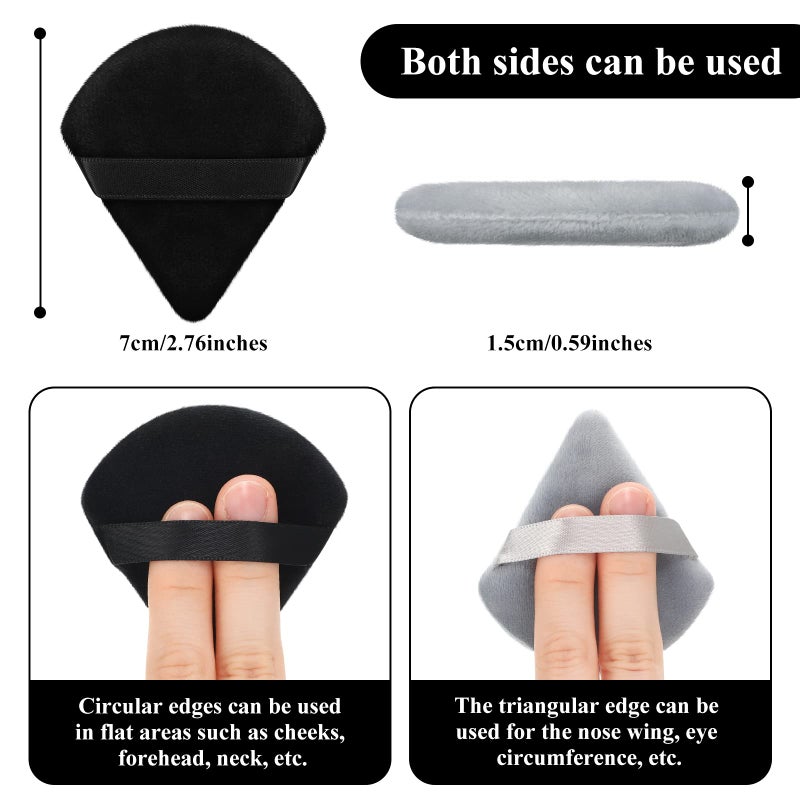 Maitys 12 Pieces Powder Puff Triangle Face Makeup Cosmetic for Loose Powder Soft Body Washable Reusable Foundation Sponge Mineral Wet Dry Makeup Tool for Women(Small,Black, Gray) - Image 3