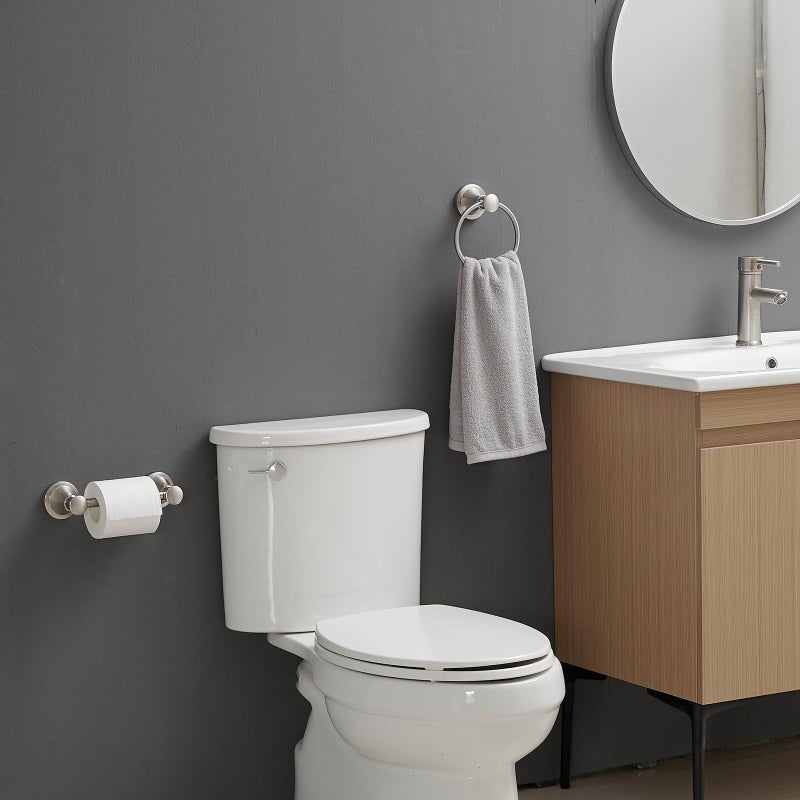 RUMOSE Toilet Paper Holder and Hand Towel Ring Brushed Nickel Wall Mount Bathroom Hardware Accessories 2 PCS Set Flexible Pivoting Toilet Tissue Roll Holder and Towel Hanger  Stainless Steel - Image 2