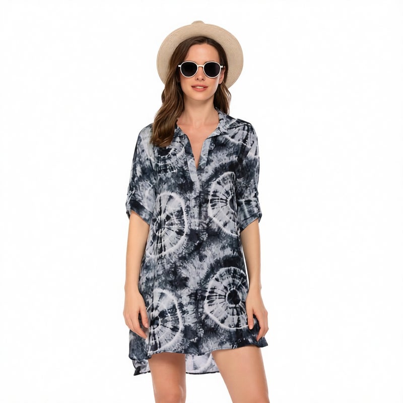 Printed Bohemian Beach Dress Resort Casual Shirt Dress - Image 2