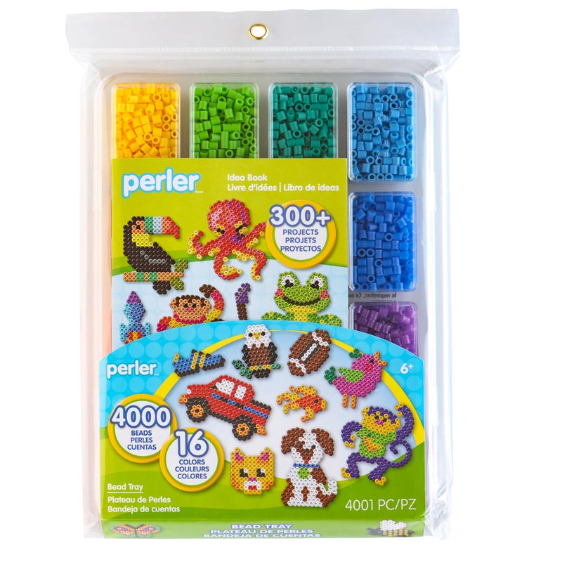 Perler 17605 Assorted Fuse Beads Kit with Storage Tray and Pattern Book for Arts and Crafts, Multicolor, 4001pcs - Image 1