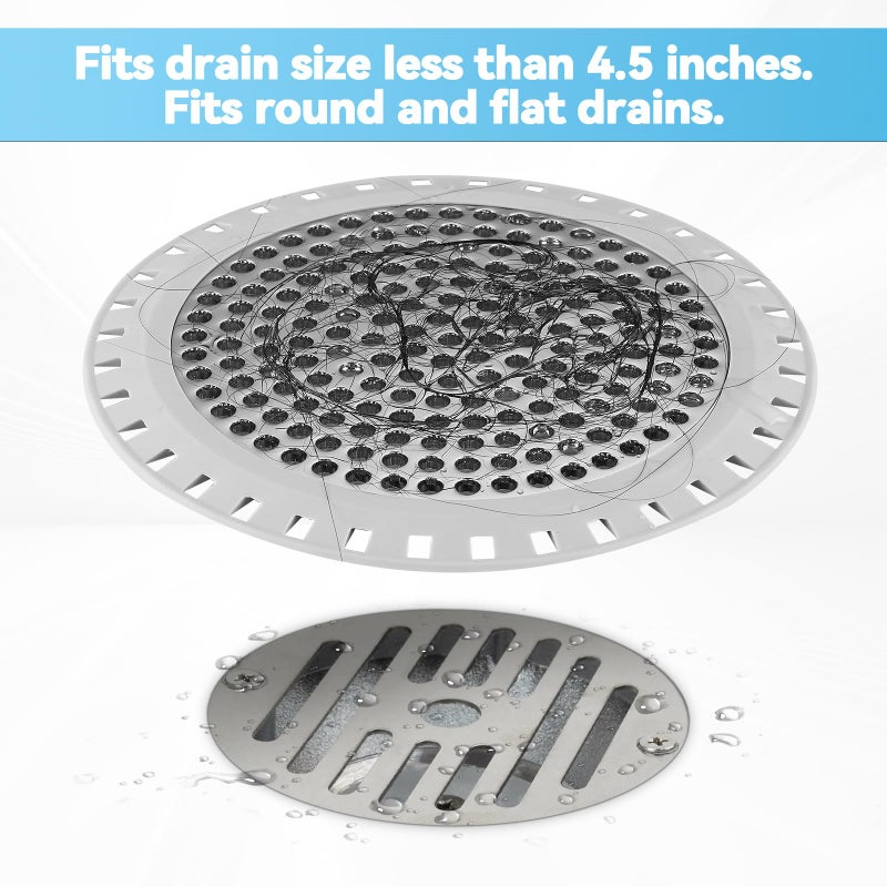 Aluvor Shower Drain Hair Catcher,Aluvor Shower Drain Cover Round Bathtub Drain Strainers Weighted Metal Hair Trap Stopper Sink Protector Filter Bathroom Flat Strainer Stopper - Image 4