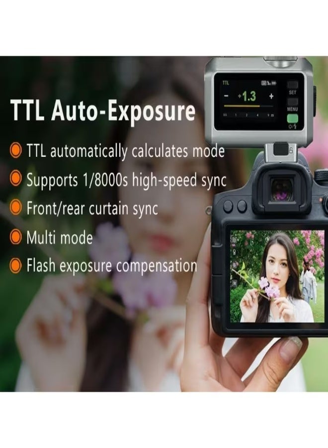 جودوكس فلاش Godox iT30 Pro C Mini لكاميرات كانون - تعريض تلقائي TTL، سرعة عالية عالية 1/8000 ثانية، نظام X لاسلكي 2.4 جيجاهرتز، شاشة لمس ملونة كاملة مقاس 2.8 بوصة، بطارية ليثيوم، موزع مدمج، فلاش سفر صغير الحجم (فضي) - Image 5