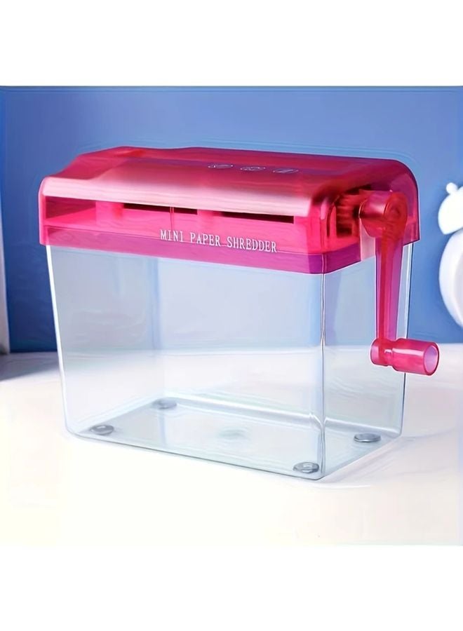 Pink Manual Paper Shredder For Home Office Use No Electricity Needed - Image 1