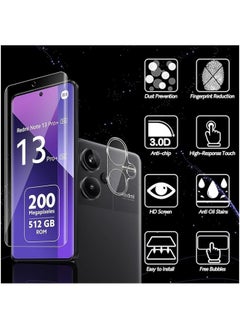 General Compatible with Redmi Note 13 Pro Plus [2+2 Pack] TPU Flexible Screen Protector + Camera Lens Protector,9H Hardness HD Anti-Scratch Tempered Glass Bubble Free  - Image 2