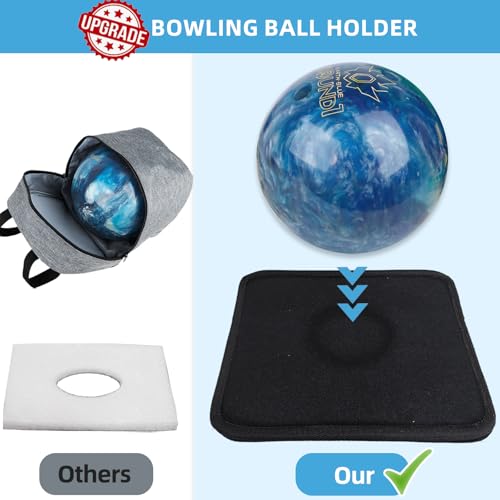 ALSLEA Single Bowling Ball Bag 1 Ball Extra Ball Organizer with Padded Ball Holder, Portable Small Zipper Case with Mesh Pocket, Bowling Gifts for Men, Kids, Beginners (Gray) - Image 4
