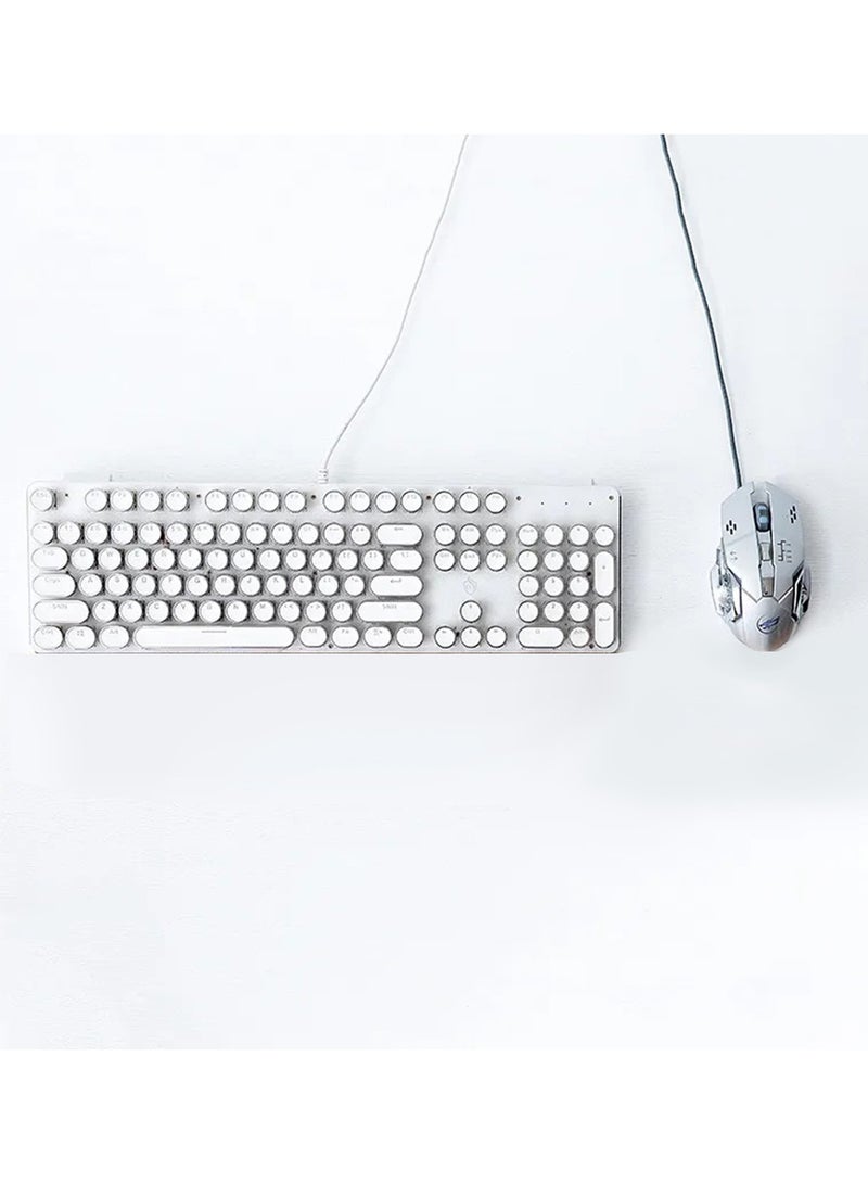 Gaming Keyboard and Mouse Set Retro Punk Typewriter Mechanical Design Blue Switch White Backlight USB Wired for Desktop Laptop - Image 4