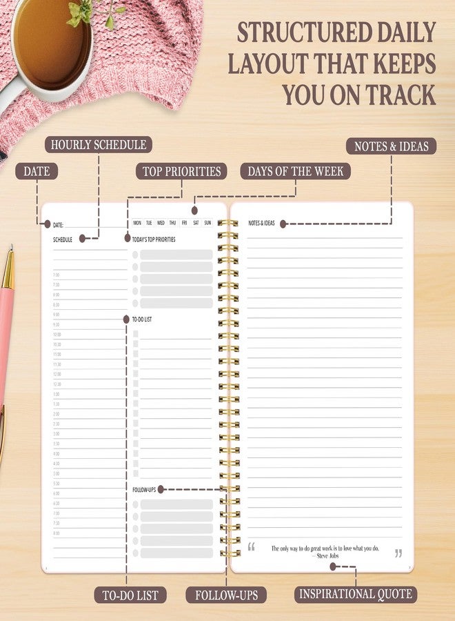 Decorably SIMPLIFIED DAILY PLANNER AND WORK NOTEBOOK WITH HOURLY SCHEDULE - UNDATED - Image 3