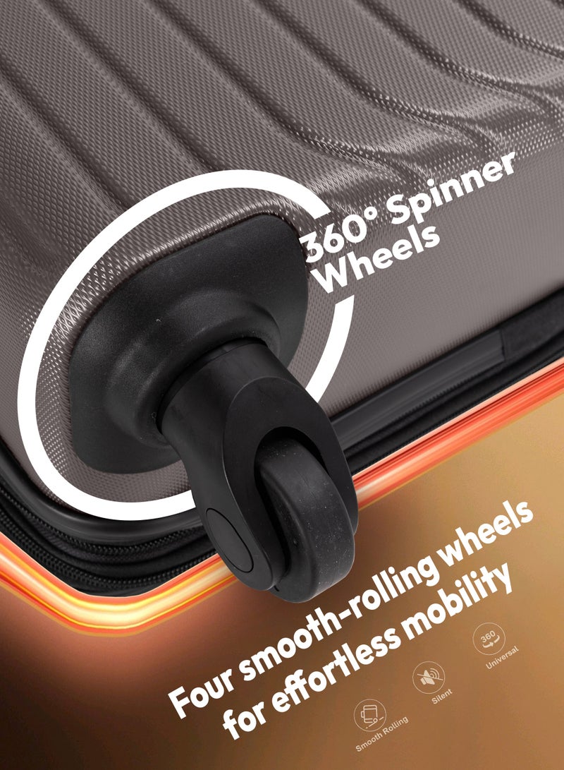 ستارجولد مجموعة أمتعة من 4 قطع، حقيبة سفر صلبة من مادة ABS مع سحاب قابل للتمدد، وعجلات دوارة 360 درجة، وقفل رقمي، وحقيبة سفر خفيفة الوزن بعجلات - Image 3