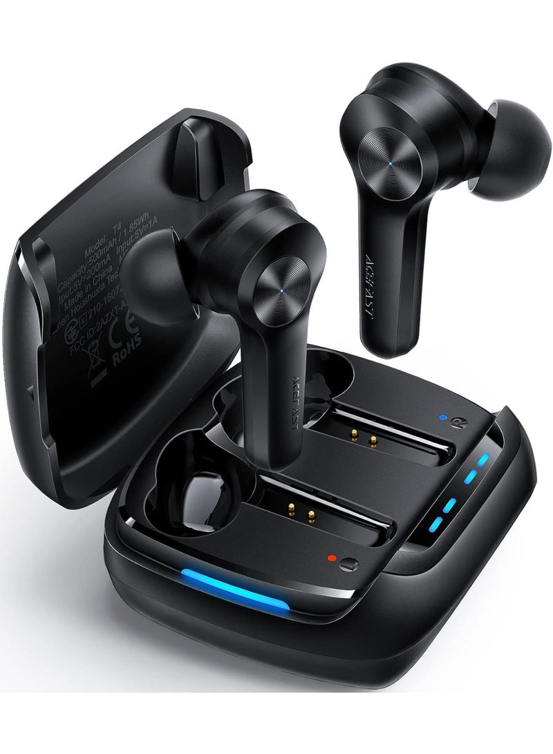 ACEFAST True Wireless Bluetooth Earbuds T4, 65ms Ultra-Low Latency Wireless Headphones with Deep Bass Hi-Fi Stereo Sound for Game, Video and Music, USB C Fast Charging Earbuds for Cell Phone, Tablet - Black - Image 1