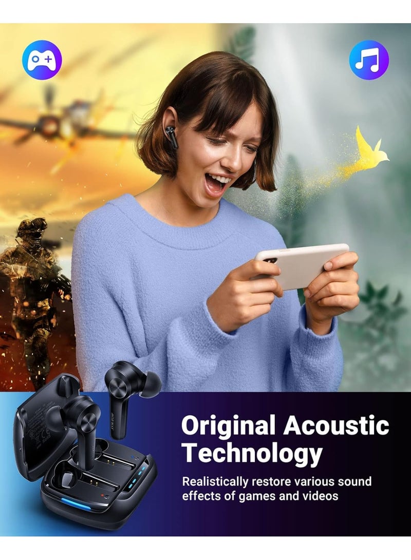 ACEFAST True Wireless Bluetooth Earbuds T4, 65ms Ultra-Low Latency Wireless Headphones with Deep Bass Hi-Fi Stereo Sound for Game, Video and Music, USB C Fast Charging Earbuds for Cell Phone, Tablet - Black - Image 3