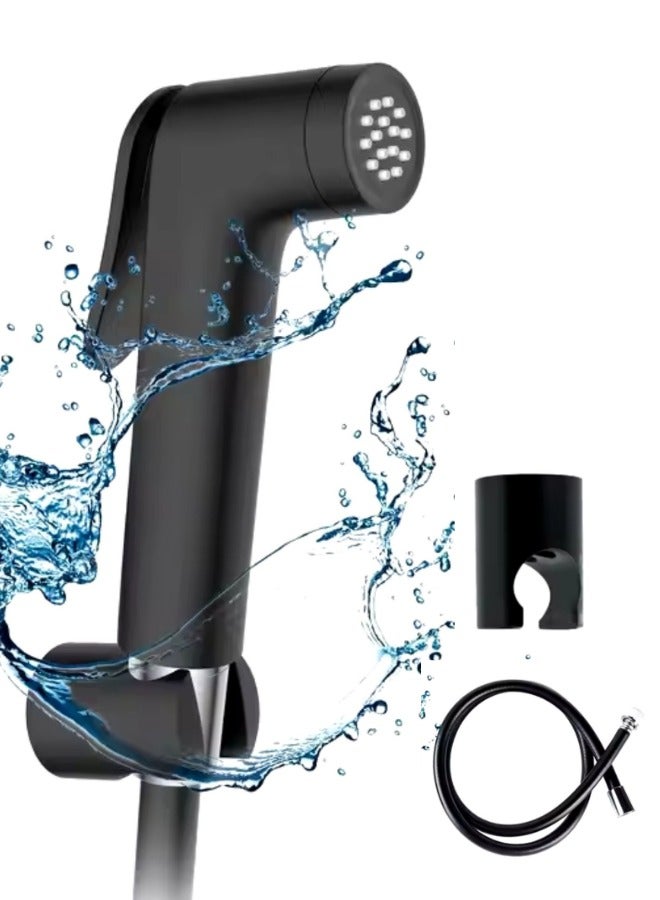 جوناريس رشاش بيديه من بلاستيك ABS مع خرطوم من الفولاذ المقاوم للصدأ | مجموعة رشاش بيديه شطاف يدوي من ABS مع خرطوم من الفولاذ المقاوم للصدأ بطول 1.2 متر وحامل حائط | لمسة نهائية باللون الأسود غير اللامع - Image 2