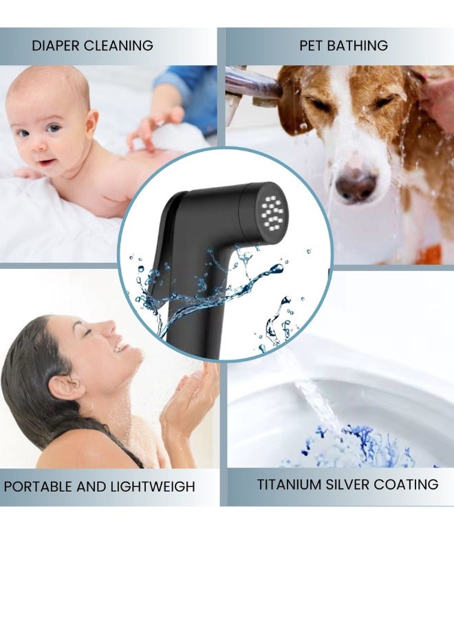 جوناريس رشاش بيديه من بلاستيك ABS مع خرطوم من الفولاذ المقاوم للصدأ | مجموعة رشاش بيديه شطاف يدوي من ABS مع خرطوم من الفولاذ المقاوم للصدأ بطول 1.2 متر وحامل حائط | لمسة نهائية باللون الأسود غير اللامع - Image 5