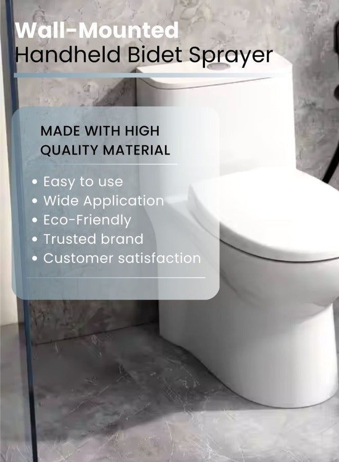 جوناريس رشاش بيديه من بلاستيك ABS مع خرطوم من الفولاذ المقاوم للصدأ | مجموعة رشاش بيديه شطاف يدوي من ABS مع خرطوم من الفولاذ المقاوم للصدأ بطول 1.2 متر وحامل حائط | لمسة نهائية باللون الأسود غير اللامع - Image 4