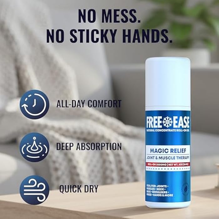 FREE EASE Magic Relief Roller Nerve Joint and Muscle Pain Relief | Fast Cooling Therapy, Back, Neck, Shoulder, Knee Pain, Supports Joint Flexibility and Mobility, Made in USA - Image 3