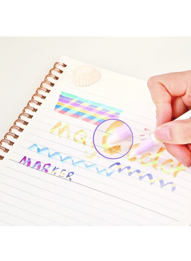 SHANDS 6PCS Dual-Tip Magic Color-Changing Highlighters - Pastel Fluorescent Markers for Student Notes, Art & Creative Doodling - Image 3