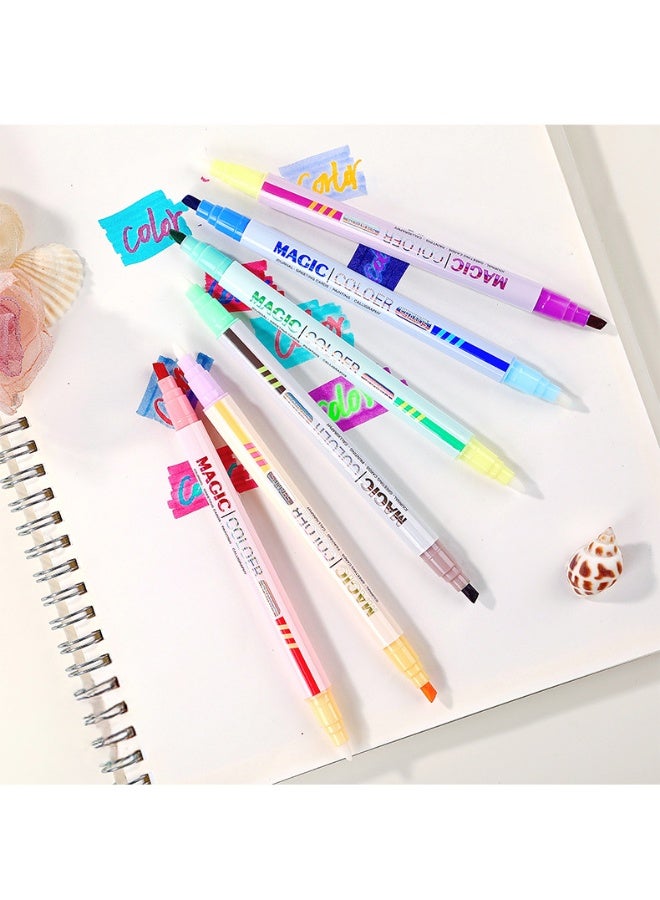 SHANDS 6PCS Dual-Tip Magic Color-Changing Highlighters - Pastel Fluorescent Markers for Student Notes, Art & Creative Doodling - Image 5