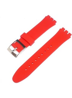 Ata Saat Atasaat 19MM Swatch Compatible Red Silicone Watch Band  - Image 1