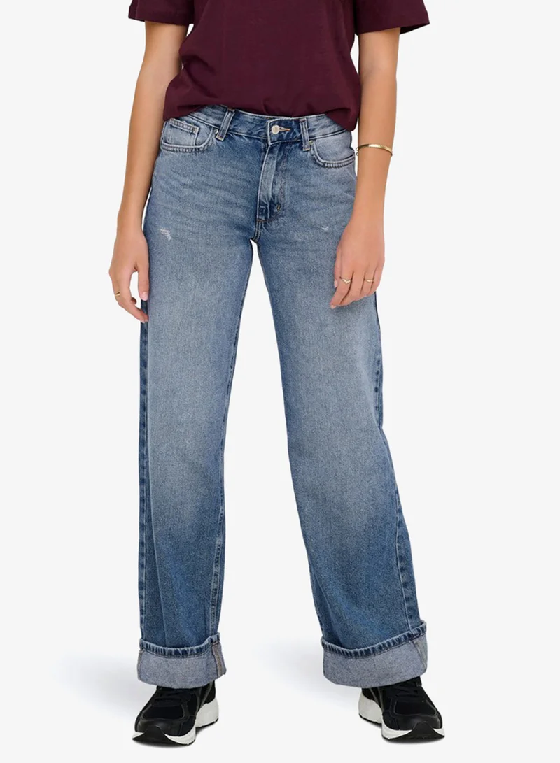 Only Casual Mid Waist Wide Leg Jeans