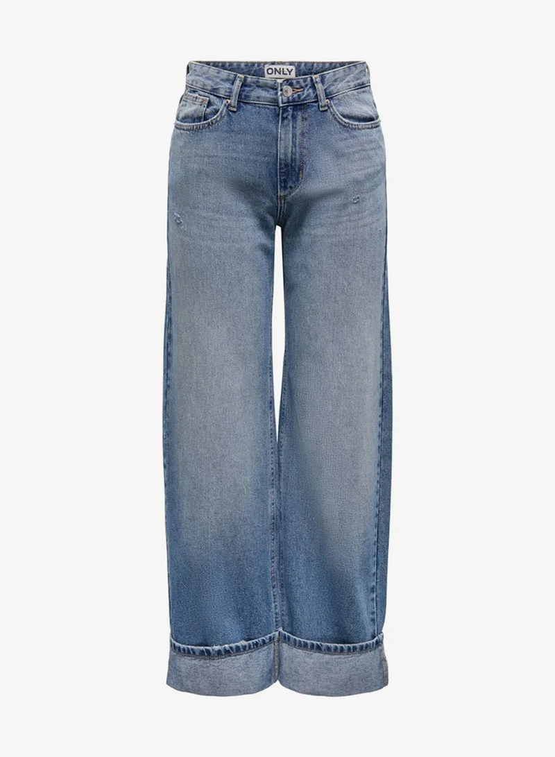 Only  Casual Mid Waist Wide Leg Jeans "32 for Women | Best Price UAE