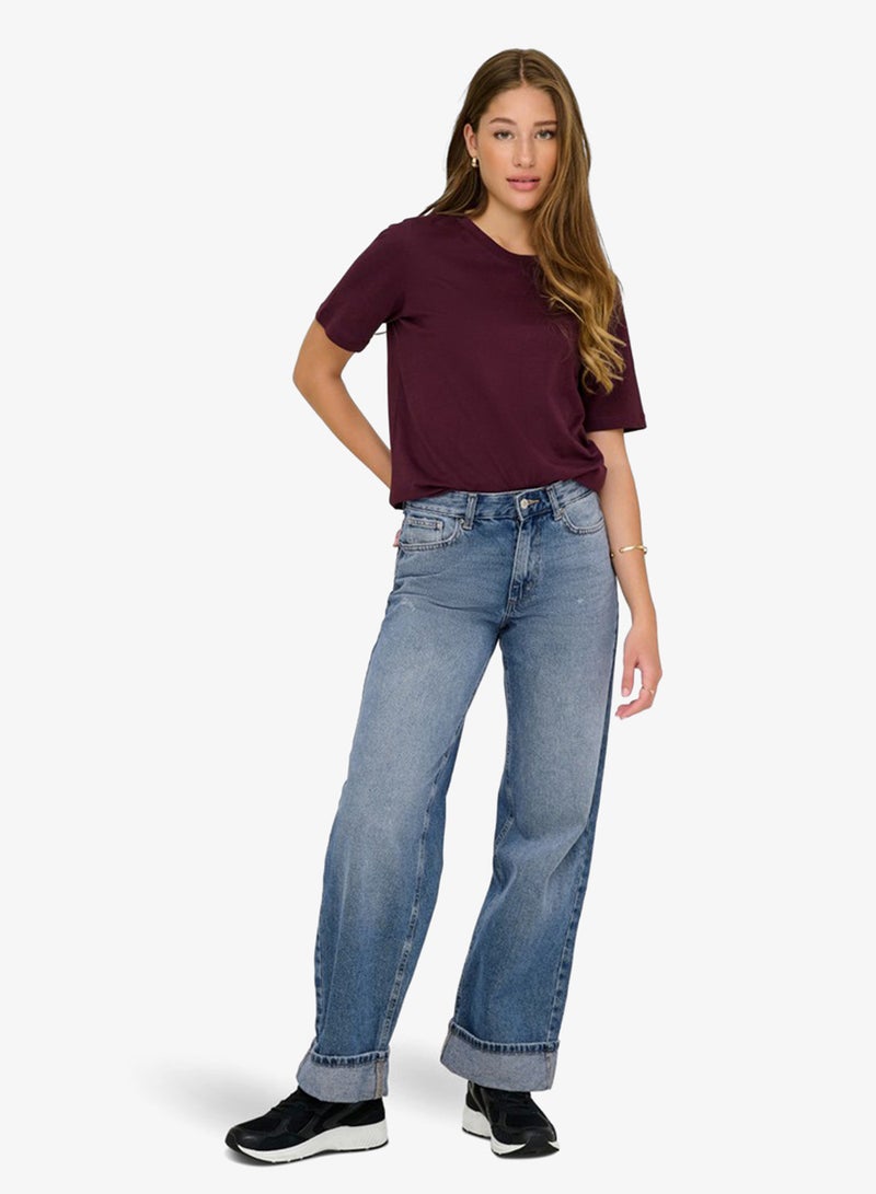 ONLY Casual Mid Waist Wide Leg Jeans "32 - Image 5