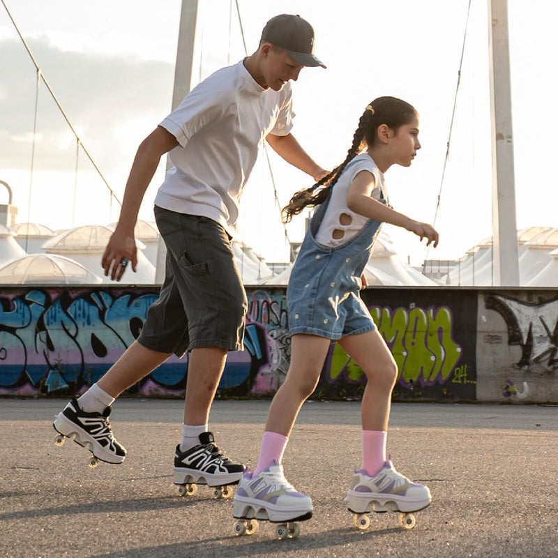 Liekick 2-in-1 Roller Skates - Unisex Retractable Skate Shoes with 4 Wheels for Indoor & Outdoor Fun - Image 4